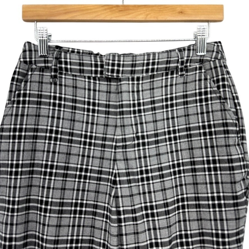 Hot Topic Black White Plaid‎ Slim Trousers Elastic Waist Pants SZ M Gothic Punk